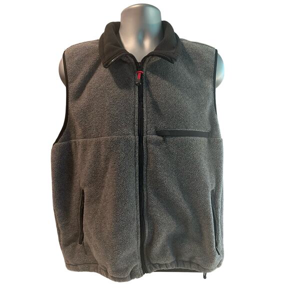 Eddie Bauer Mens L Gray and Black Polartek Fleece Full Zip Vest - Picture 1 of 7